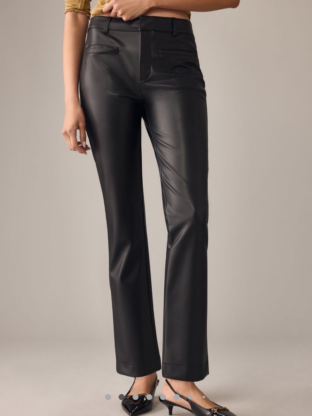 Maeve Black Faux-Leather Straight Leg Pants